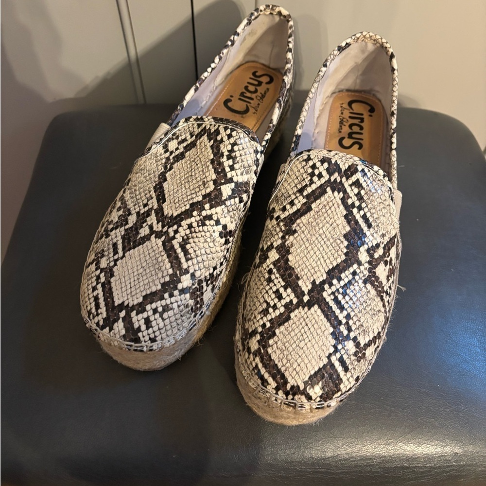Sam Edelman Khloe Peach Snake  Leather  Espadrille Flat Size 9.5